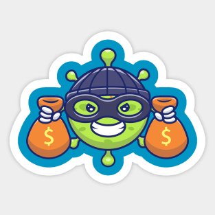 Cute virus with money cartoon 9 Sticker